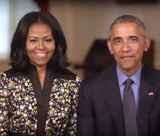 Barack and Michelle Obama in Tory Burch in Obama Foundation Video